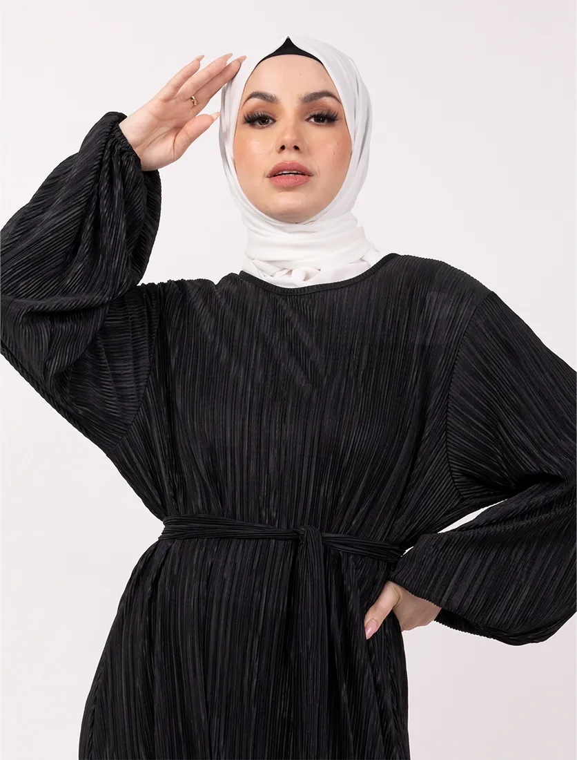 Black Plisse Abaya